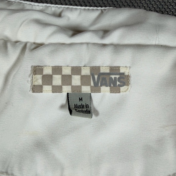 Vans Jacket Womens Medium White Puffer Winter Zip Pockets - NO HOOD - Picture 3 of 6